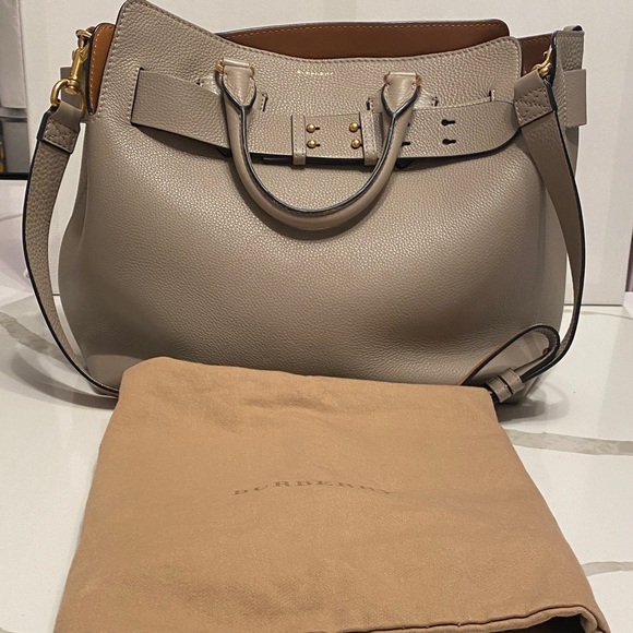 Like New! Burberry Taupe Leather Women's 2 Way Bag - Picture 1 of 13